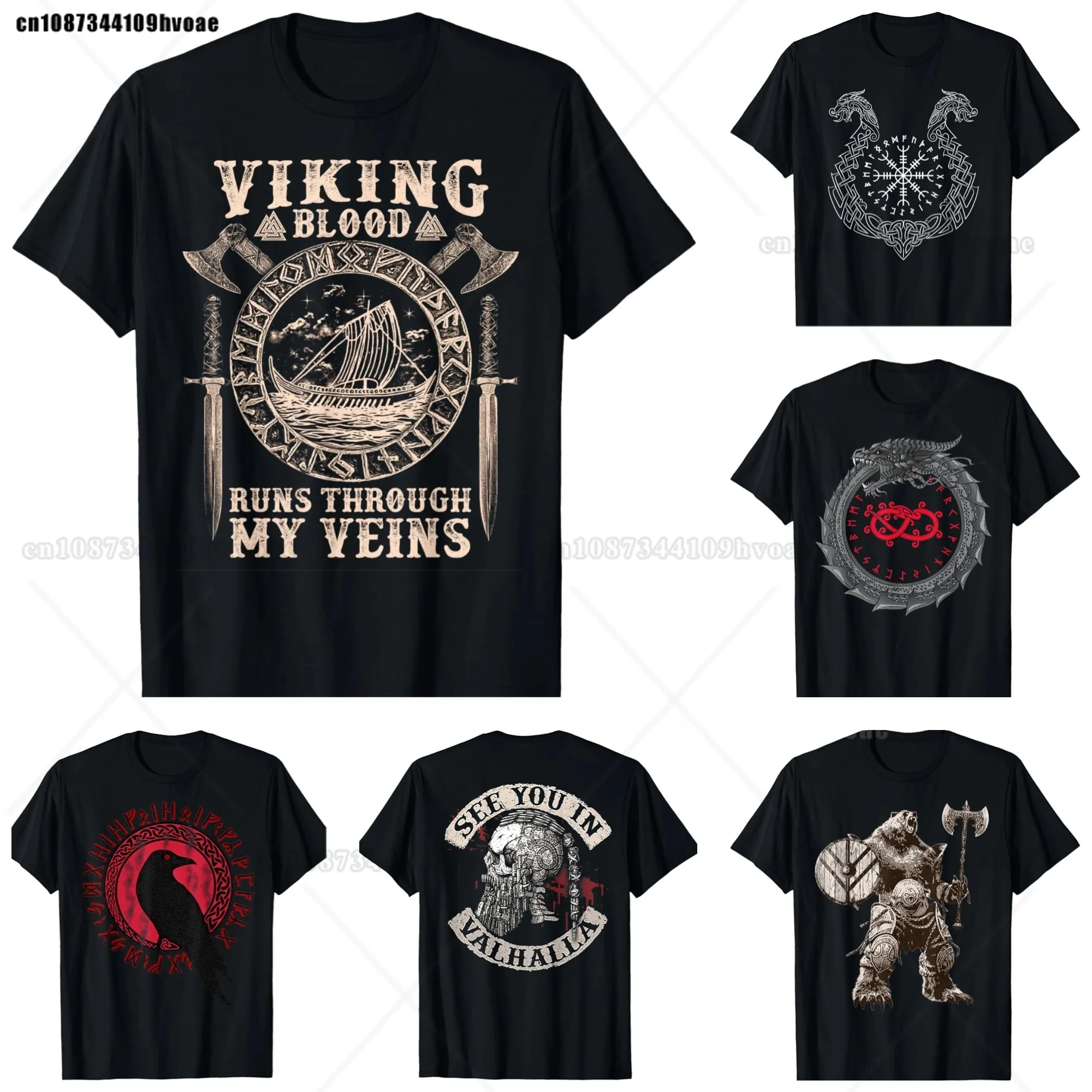

Футболка Viking Blood Runs Through My Veins Viking Ship, мужские футболки большого размера в скандинавском стиле с короткими рукавами, дизайнерская одежда