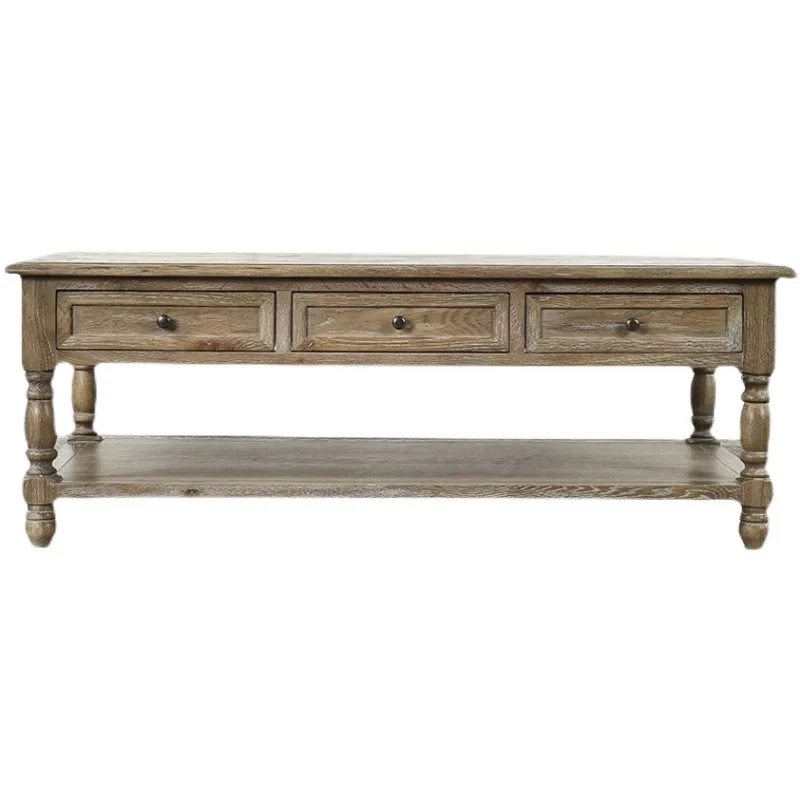 American living room solid wood coffee table French neoclassical rectangular coffee table retro old style coffee table