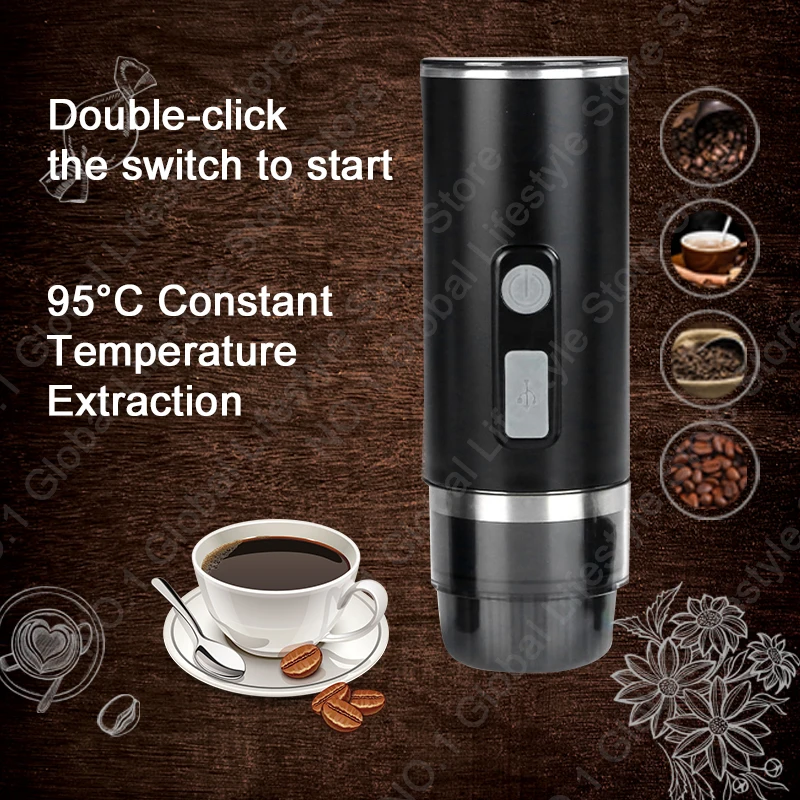 Portable Electric Coffee Maker, Handheld Coffee Maker, Rechargeable Mini Battery Espresso Machine, Coffee Capsules