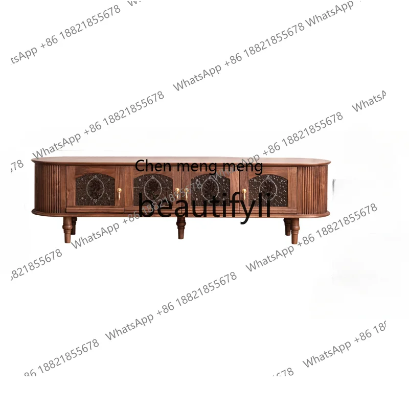 "Rose TV Cabinet" Black Walnut TV Cabinet Solid Wood Cabinet Vintage Audio Visual Cabinet  R