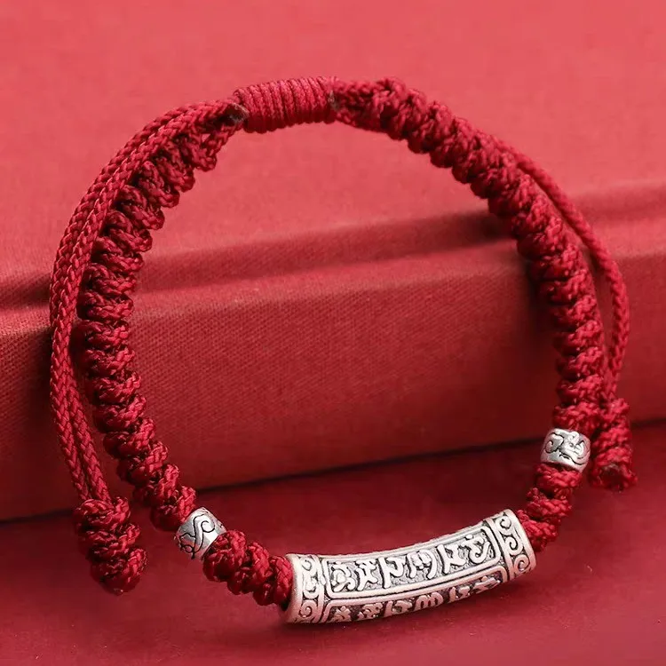 

Новый красный браслет с мантрой из шести слов 2026 года: винтажный плетеный браслет на удачу и защиту для мужчин, женщин, подарки на год рождения по китайскому зодиаку