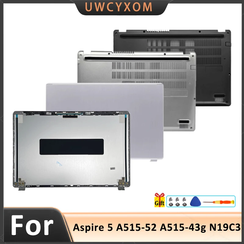 

For Aspire 5 A515-52 A515-43g N19C3 LCD Rear Lid Back Top Cover Front Bezel Palmrest Upper Bottom Base Case Silver black