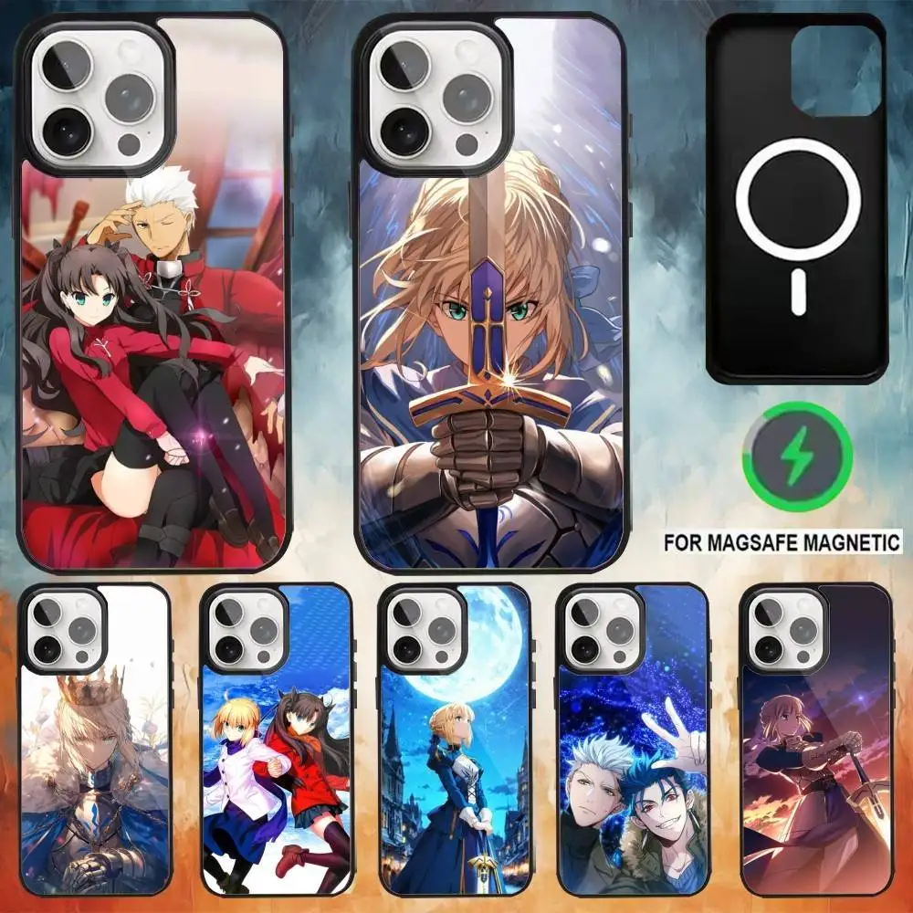 

F-Fate stay night Phone Case For iPhone 17 16 15 14 13 12 Pro Max Plus for Magsafe Mirror Wireless Magnetic Cover