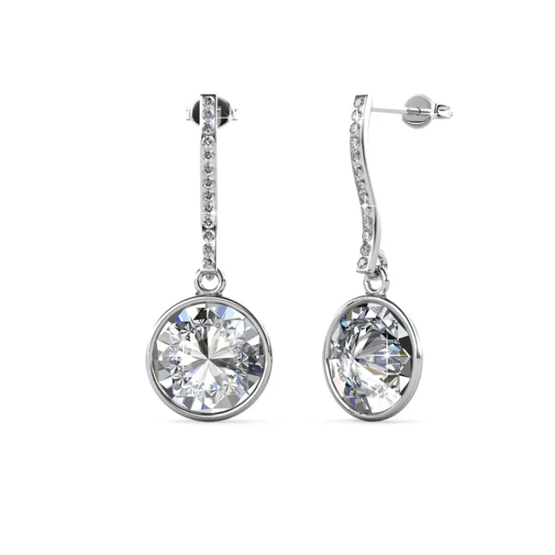 

Daisini Серьги-капли круглого кроя, качественная ювелирная латунь с покрытием из белого золота 18 карат, украшенные премиальными кристаллами Сваровски