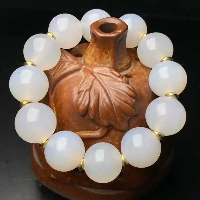 

2026 Collected for many years White Yellow Agate stone bracelet 20mm Size Big beads Bracelet for men and women