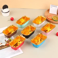 50Pcs Rectangular Aluminum Foil Tin Paper Cup Baking Cups Heat Resistant Cupcake Liner Molds Dessert Cake Box