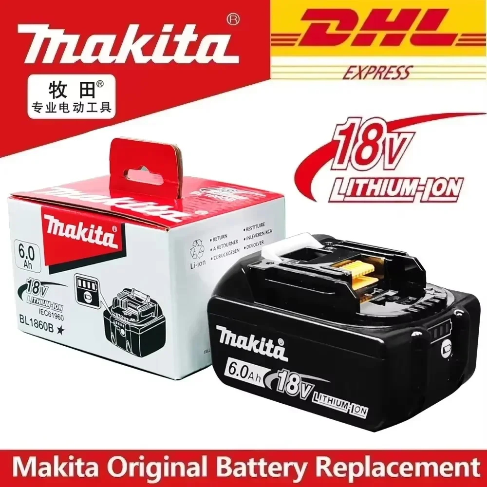 

100% Genuine Makita, 6Ah Makita 18V Battery, for BL1860B BL1840 BL1830B BL1850B BL1860 BL1815 Replacement Lithium Battery