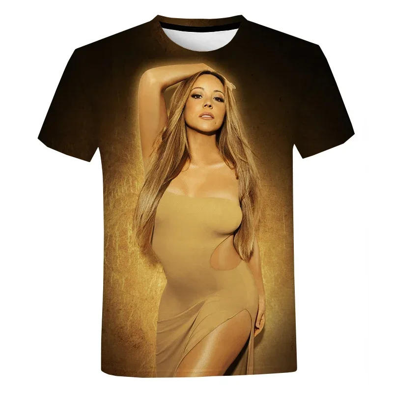 Fashion Sexy Female Singer Mariah Carey 3D Print T-shirt Summer Casual Women Clothing Pop Hip Hop Oversized T Shirt Harajuku Top