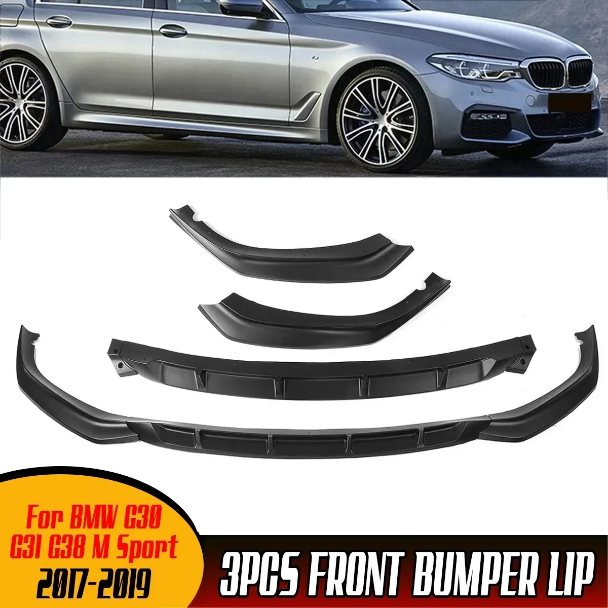 

1 Set Detachable Car Front Bumper Lip Spoiler Splitter Diffuser Protector Cover For BMW G30 G31 G38 M Sport 2017-2019 Body Kit