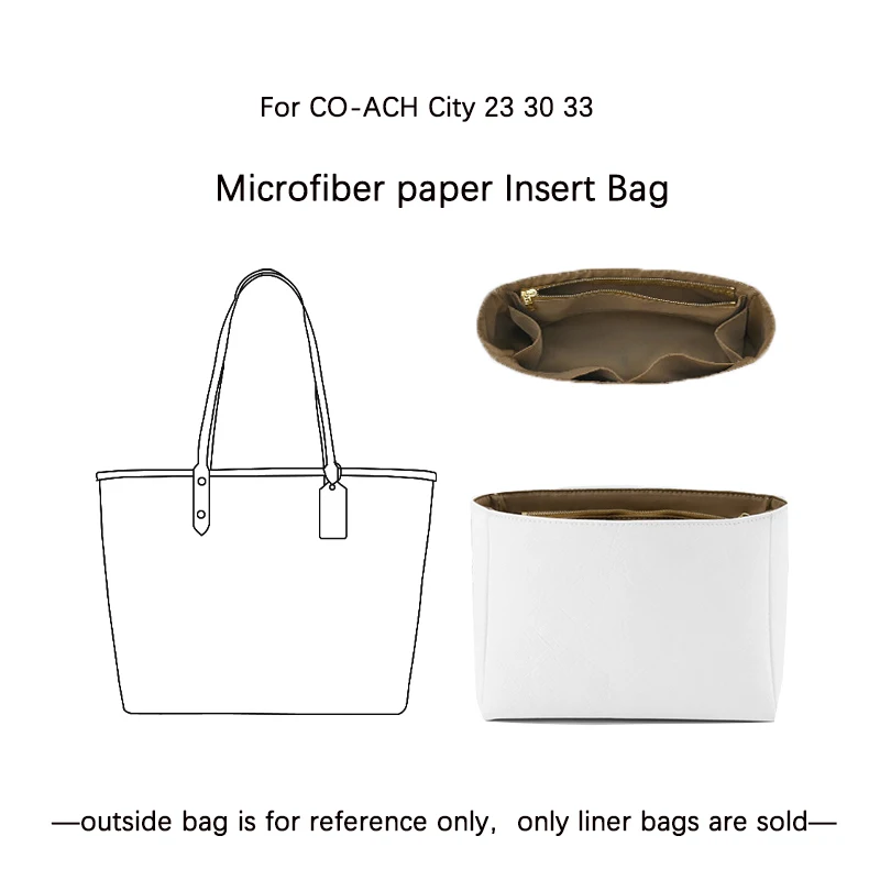 For Co-ach City Bag Organizer Insert (Fit 23,30,33) | Premium Microfiber Purse Organizer | Removable Cosmetic & Travel Storage