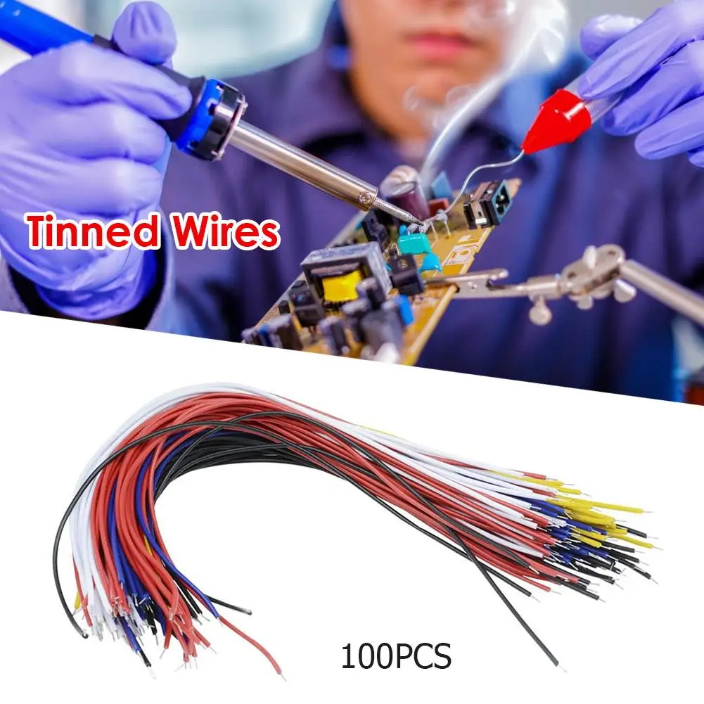 100pcs Tin Plated PCB Solder Cable Fly Jumper Wire Copper Conductor Wire 8 inch Heat-resistant Cable Wire Soft Wire