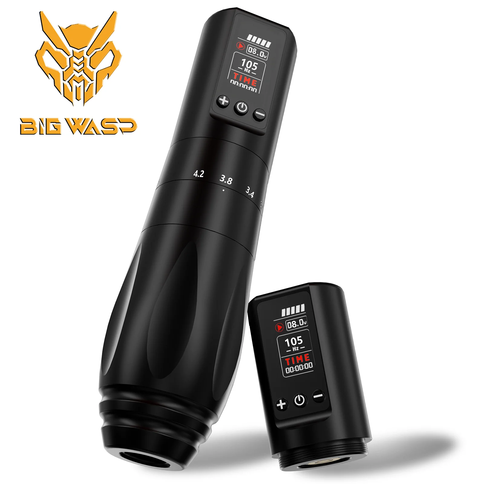 BIGWASP Wireless Tattoo Machine Rotary Battery Pen FK OLED Display 1800mAh Battery Adjustable Stroke 2.0-4.2mm For Tattoo Artist