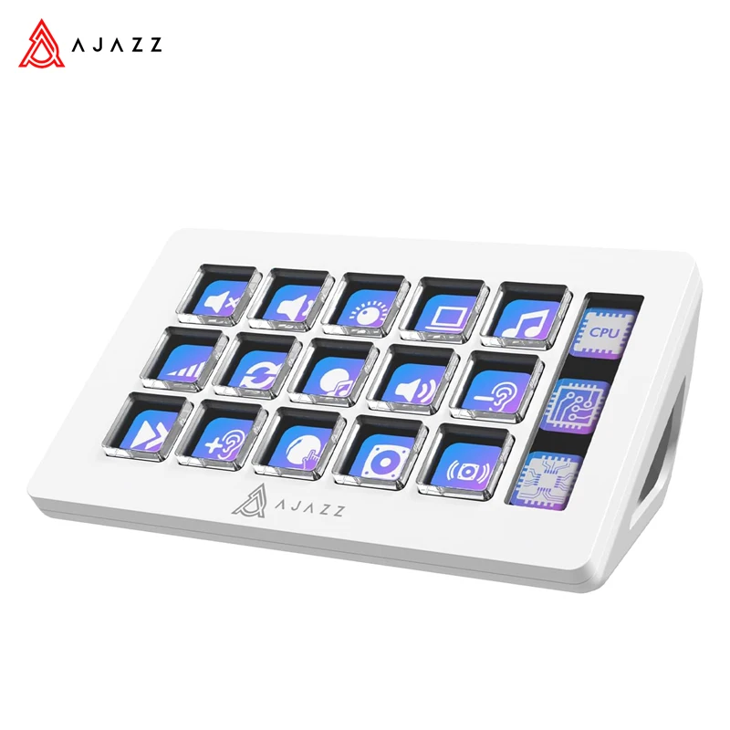 AJAZZ AKP153E/AKP03E Painel de Console Multifuncional para Desktop, Assistente com 15 Teclas Macro, Ações de Gatilho, Mini Teclado Personalizável