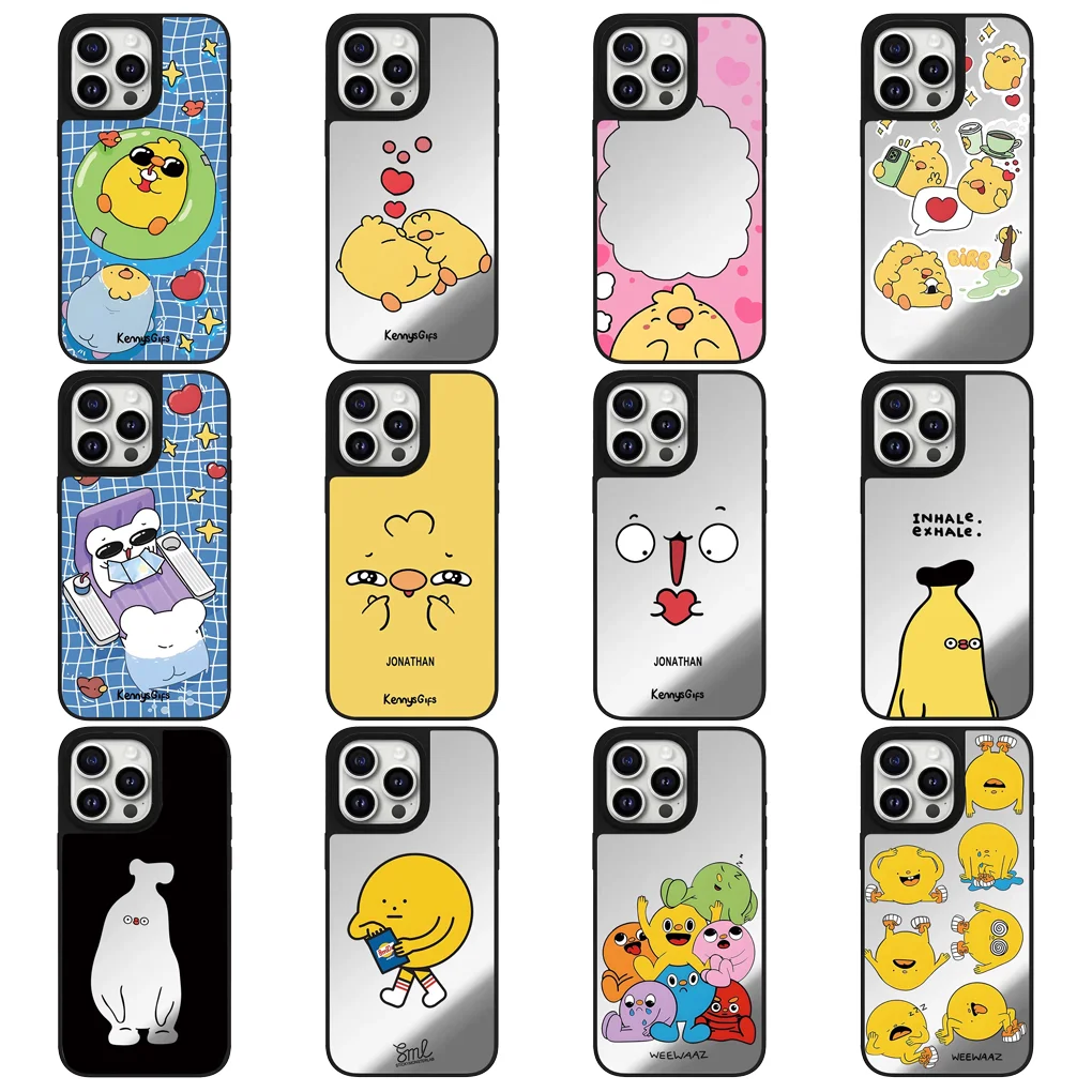 

Cartoon Chicks Mirror Surface IPhone 12 13 14 15 16 Pro Max Case - Protective IPhone Case