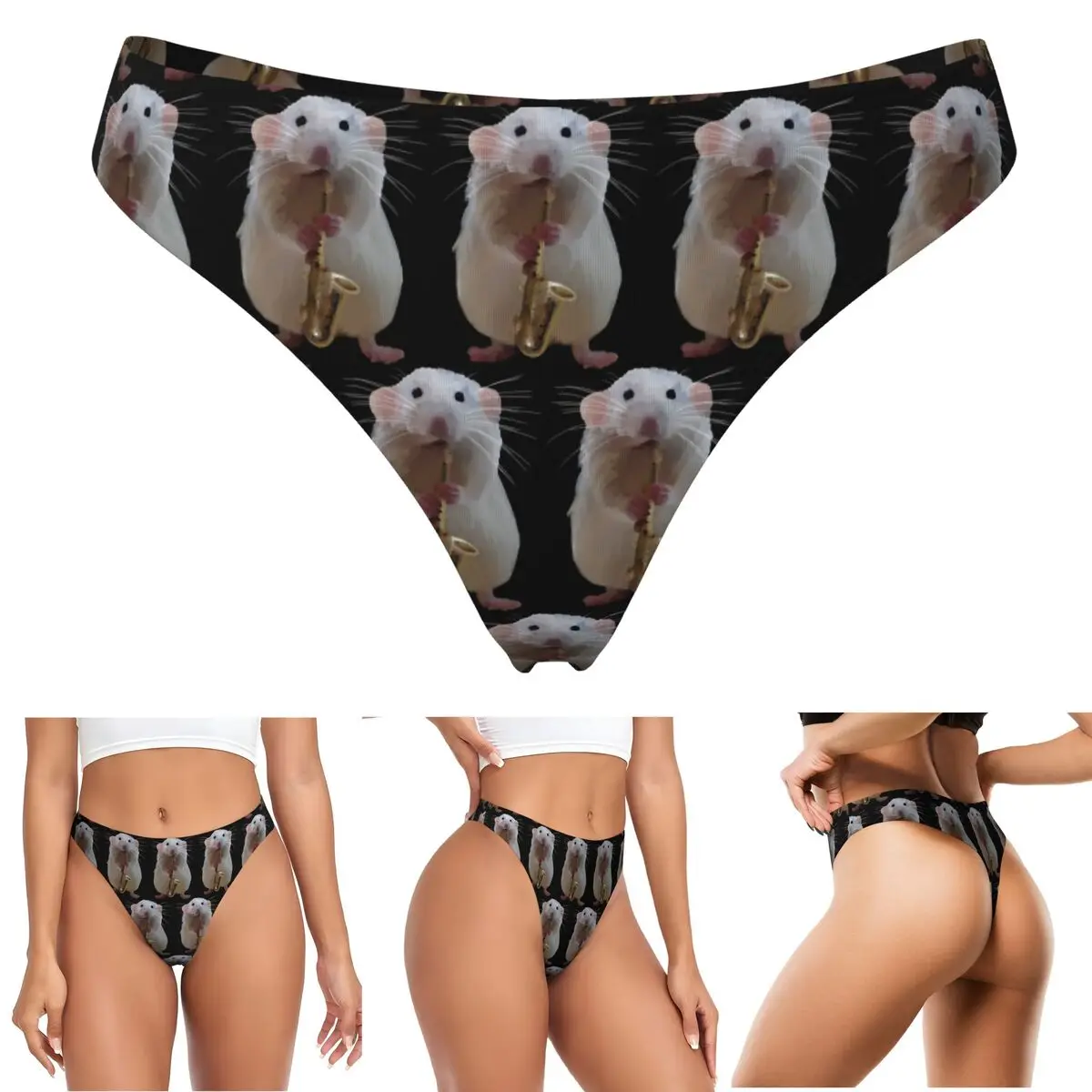calcinha-g-string-personalizada-com-estampa-de-rato-tocando-saxofone-respiravel-elastica-e-confortavel-para-mulheres