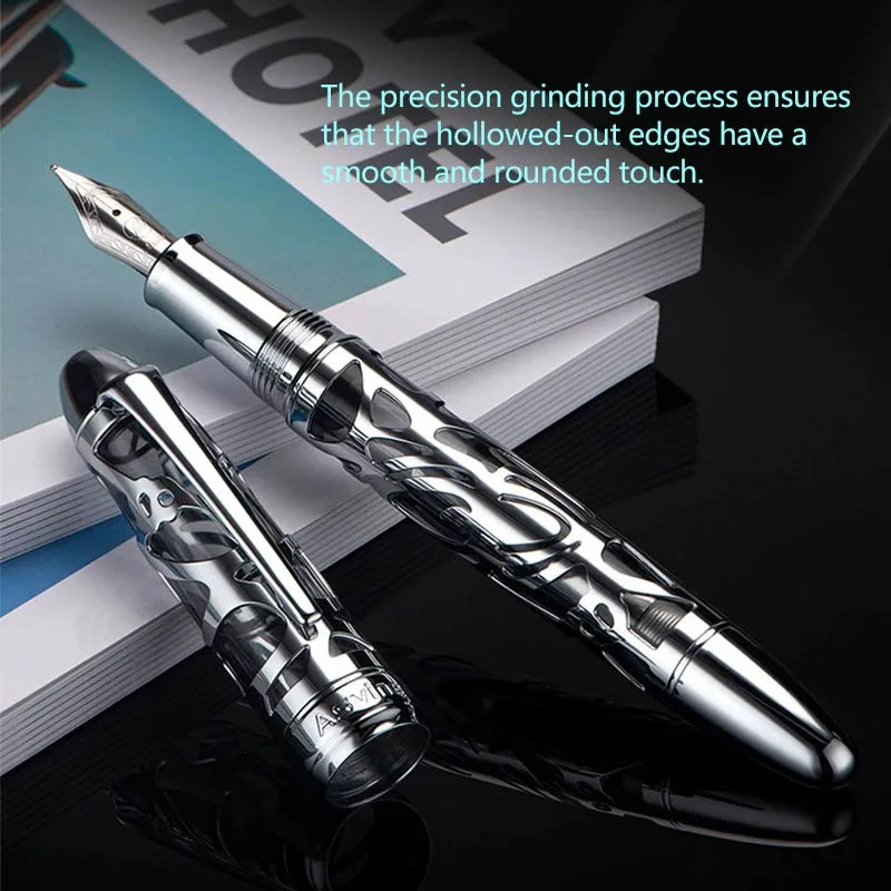 Asvine P80 Piston Fountain Pen Spider Skeleton & Transparent Acrylic with Wrench Tool Bock / Asvine EF/F/M/Stub 1.1 Nib
