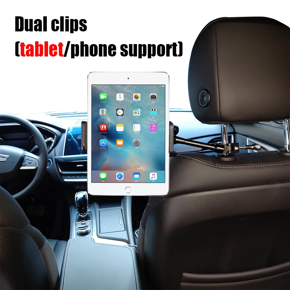 Support de tablette pour voiture, pince à bras magique avec adaptateur 1/4 pouces pour iPad, support de siège arrière, support de téléphone, accessoires de tablette pour voiture, 4-11 pouces