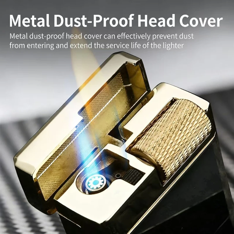 HONEST business type dual-fire inflatable lighter grinding wheel ignition/visible air chamber/high-end men's gift lighter