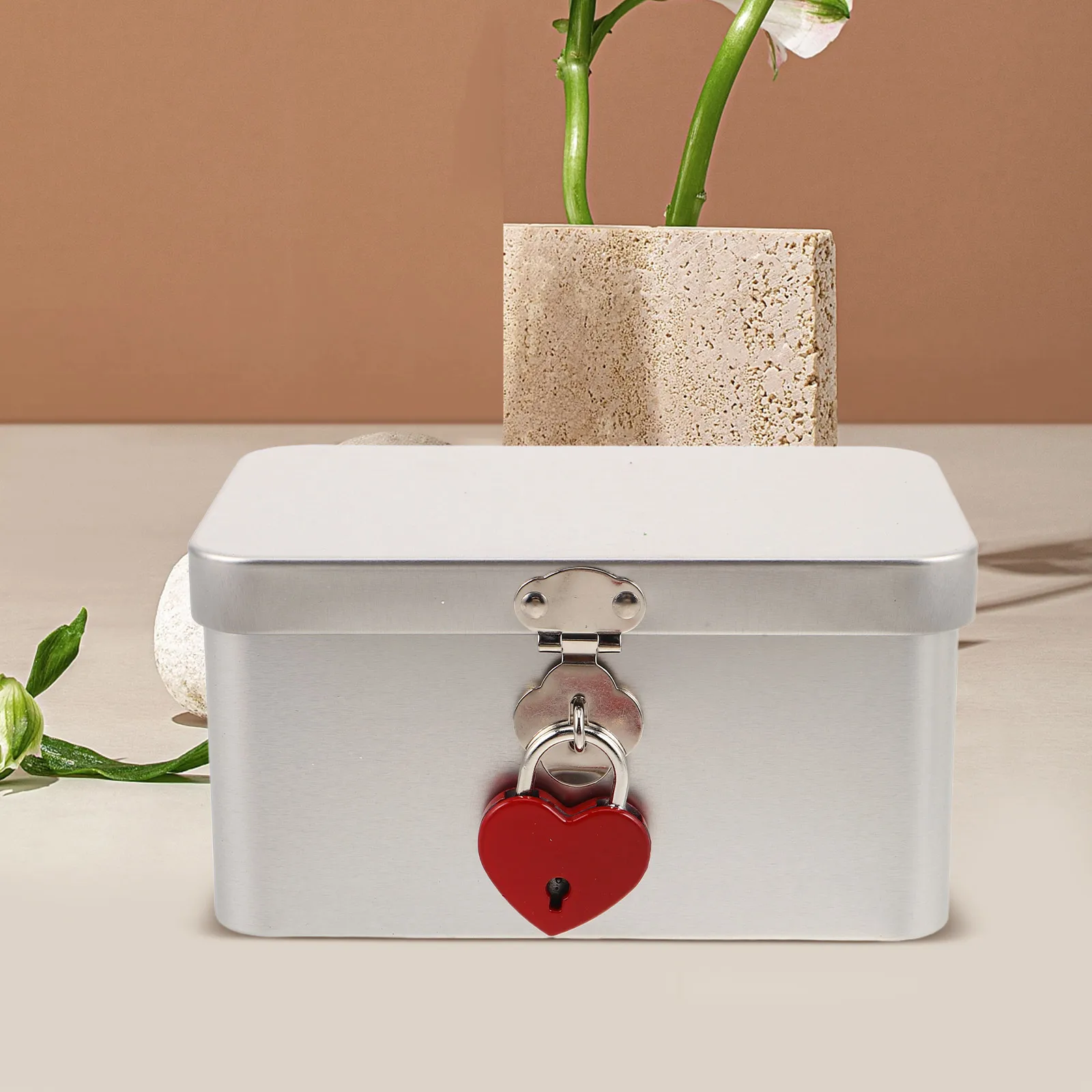 

Multifunctional Storage Box Cookie Container Lockable Jewelry Organizer Keepsake Tinplate Candy Case