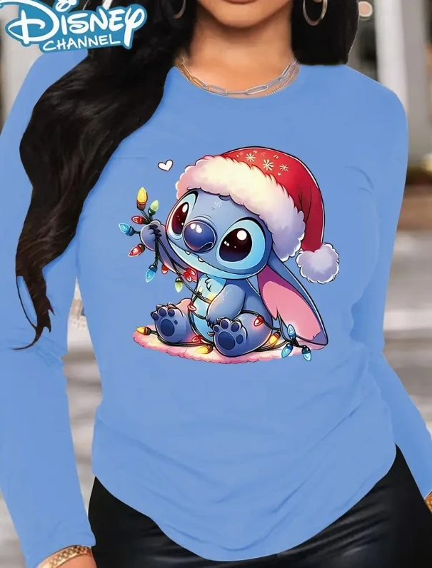 تيشيرت ديزني بأكمام طويلة لكل من الرجال والنساء، أنيق ومتعدد الاستخدامات وبأسعار معقولة، وقميص يجب اقتناؤه لعيد الميلاد