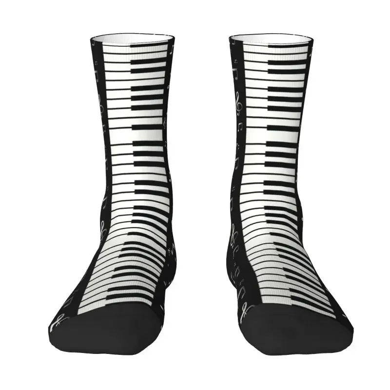 

Novelty Printing Music Notes With Piano Socks for Men Women Stretch Summer Autumn Winter Musician Musical Lover Crew Socks