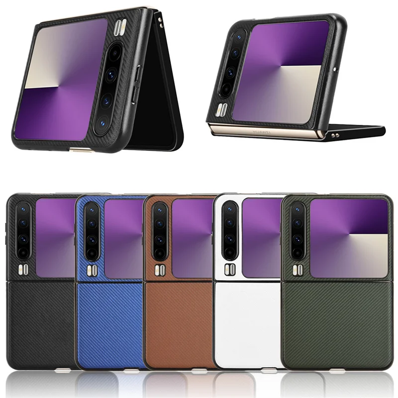 Para Huawei Pura X parte trasera de cuero de fibra de carbono a prueba de arañazos para Huawei PuraX pura x funda protectora dura para teléfono