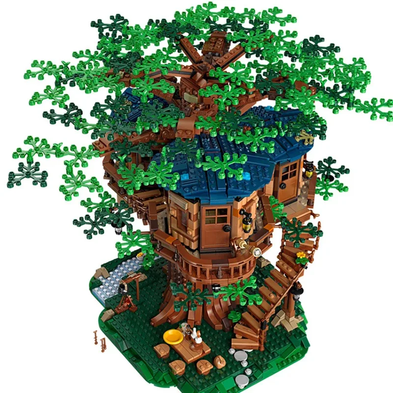 

3036 pieces treehouse building blocks; two colors of leaves; home decor; educational toys for boys and girls to assemble