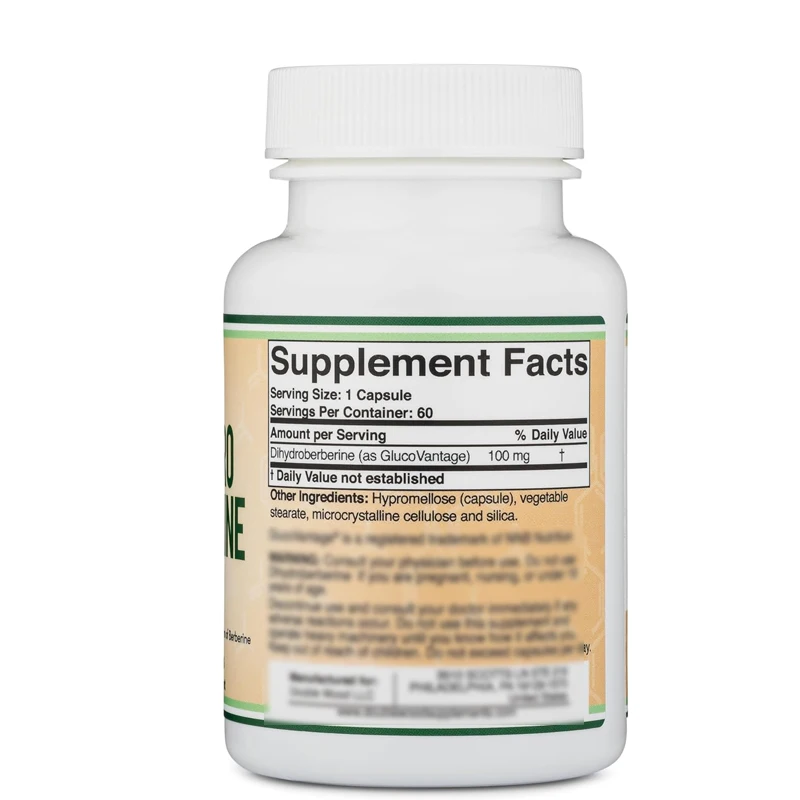 Suplemento Dihydroberina 100mg, 60 Cápsulas (ácido Espartico Super Pequeno Glucovantage) Vegetariano