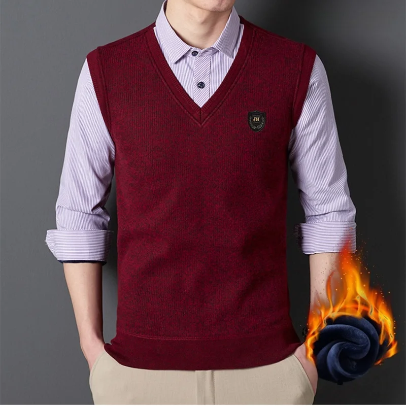 Men's Winter Shirts Fleece Lined Thickened Fake Two-Piece Hoodie Long Sleeve Casual Streetwear Fashion Warm Sweatshirt