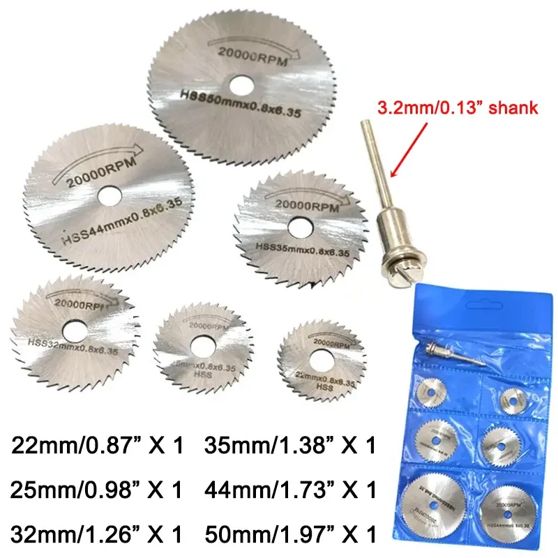 7pcs/set HSS Saw Blade Rotary Tool Cutting Disc For Dremel Drill Woodworking Metal Cutter Power Tools