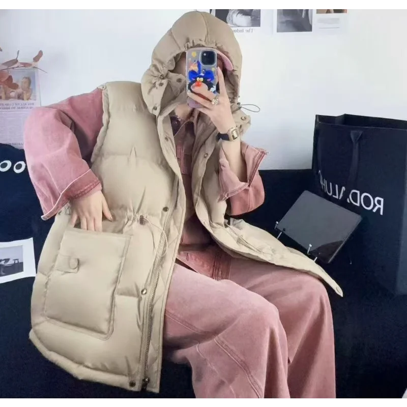 다운 베스트 2025 겨울 신상 캐주얼 릴랙스드 출퇴근 스타일 오버사이즈 두꺼운 패셔너블 다용도 따뜻한 코트 트렌디