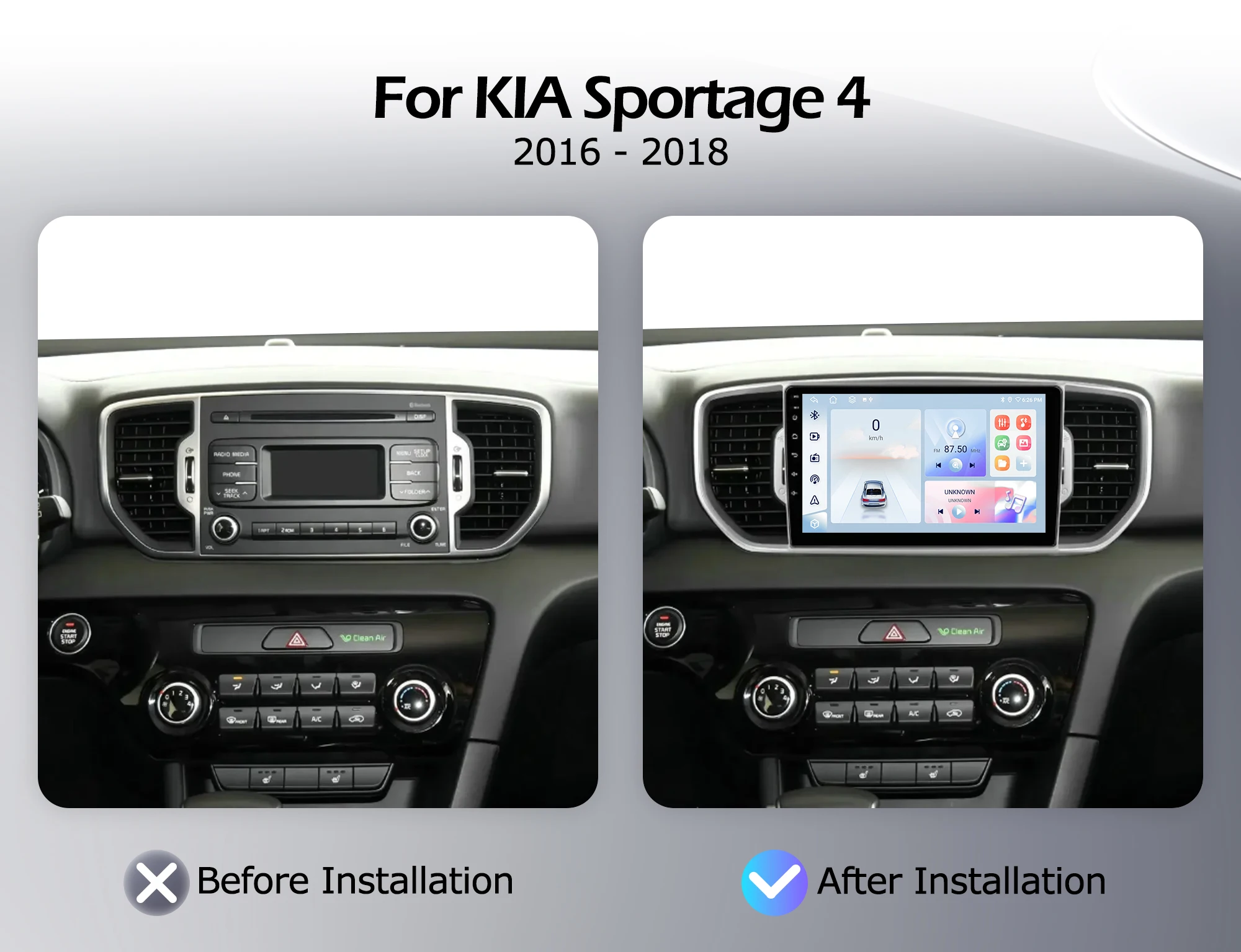 Android 16 For KIA Sportage 4 2016 2017 2018 GPS Navigation Multimedia Player Auto Wireless CarPlay WIFI 4G DSP GPS RDS BT