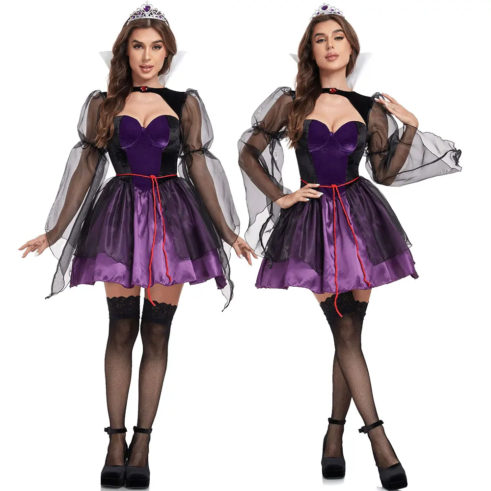 

Halloween Classic Fairy Tale Snow White Evil Empress Mermaid Princess Dress Set Women Party Fancy Dress Stage Show Cosplay Dress