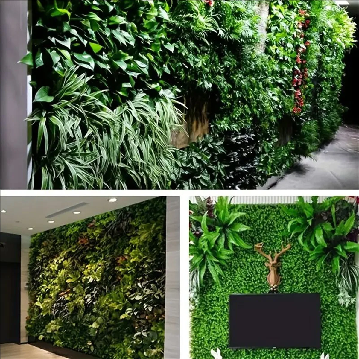 

1pc Artificial Green Plant Wall Panels Simulation Plant Background Wall Decoration 3D Bionic Plant Outdoor Lawn, Fake Grass