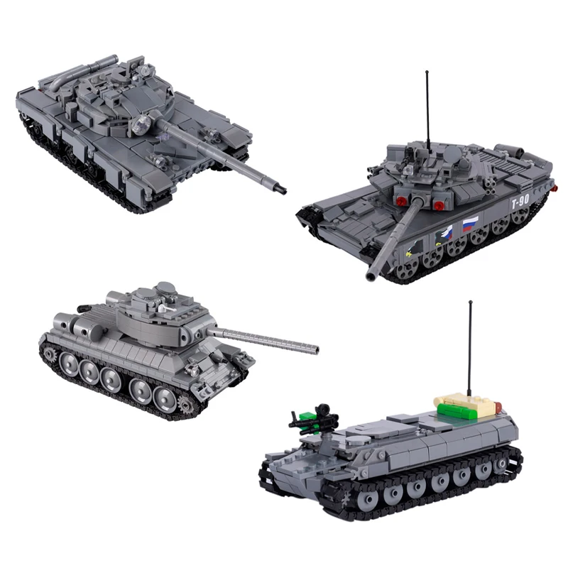 World War II Soviet MT-LB Infantry Fighting Vehicle Russian T34 Tank T64 Armored Vehicle T90 Tracked Car MOC Building Blocks Toy