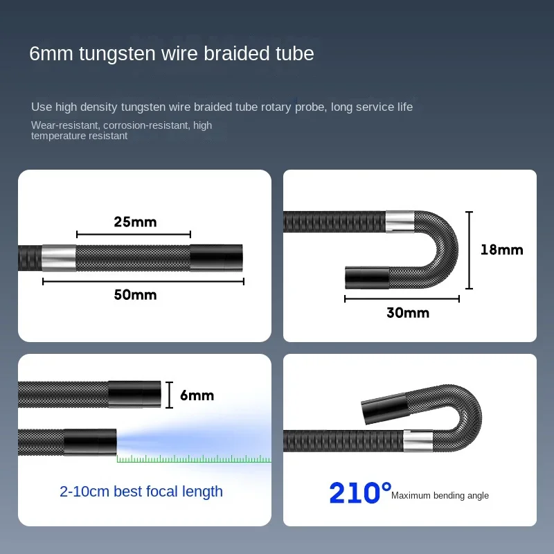 5-inch 720 degree 6mm 1m 4way  HD universal steering endoscope, handheld with screen pipeline, automotive inspection endoscope