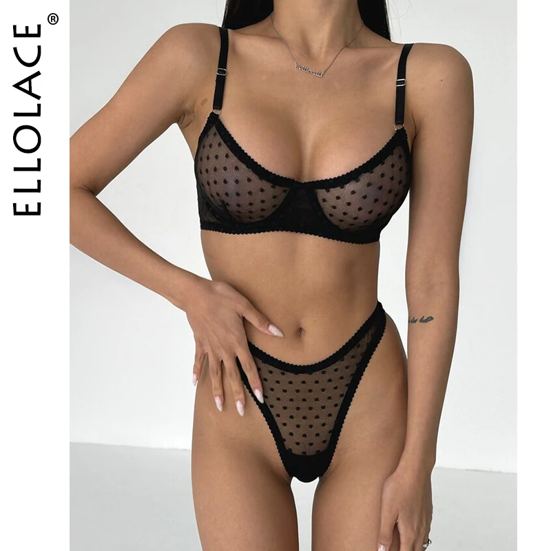 

Ellolace Polka Dot Lingerie See-Through Exotic Sets Lace Underwear Porn Fantasy Intimate Transparent Naked Fancy Erotic Costume