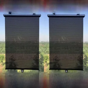 Sun Protection Office Window Curtains Roll up No Drilling Kitchen Privacy Light Bloing PVC Material Installation outside