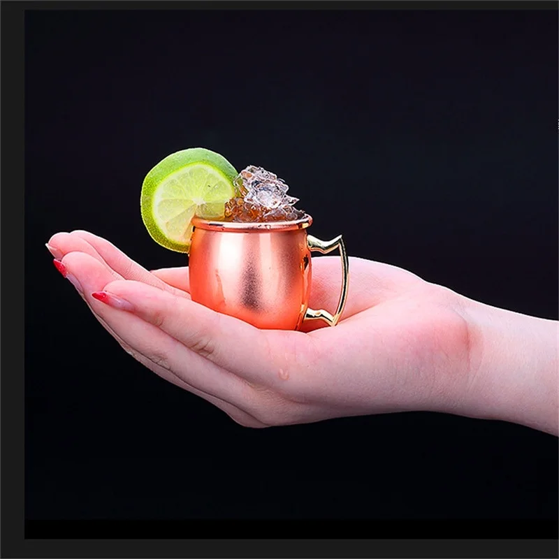 Copper Plated Moscow Mule Shot Glass Mug Mini 60ml Vodka Beer Wine Cup Cocktail Mugs Metal Canecas Travel Bar Drinkware Tools