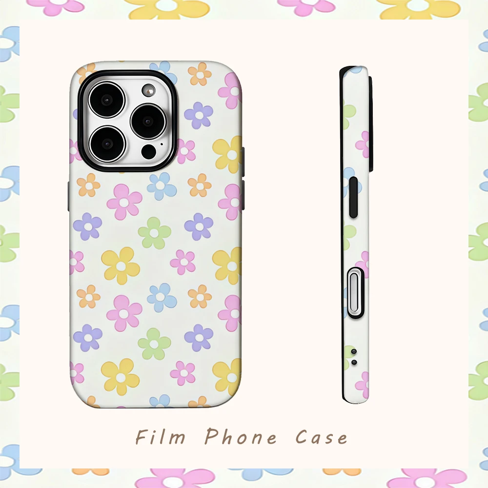 Alle Farben Blumen Handyhülle für IPhone 16 15 14 13 12 11 X XS XR XSMAX 7 8 Pro Max Plus Doppelschichtige Rückseite