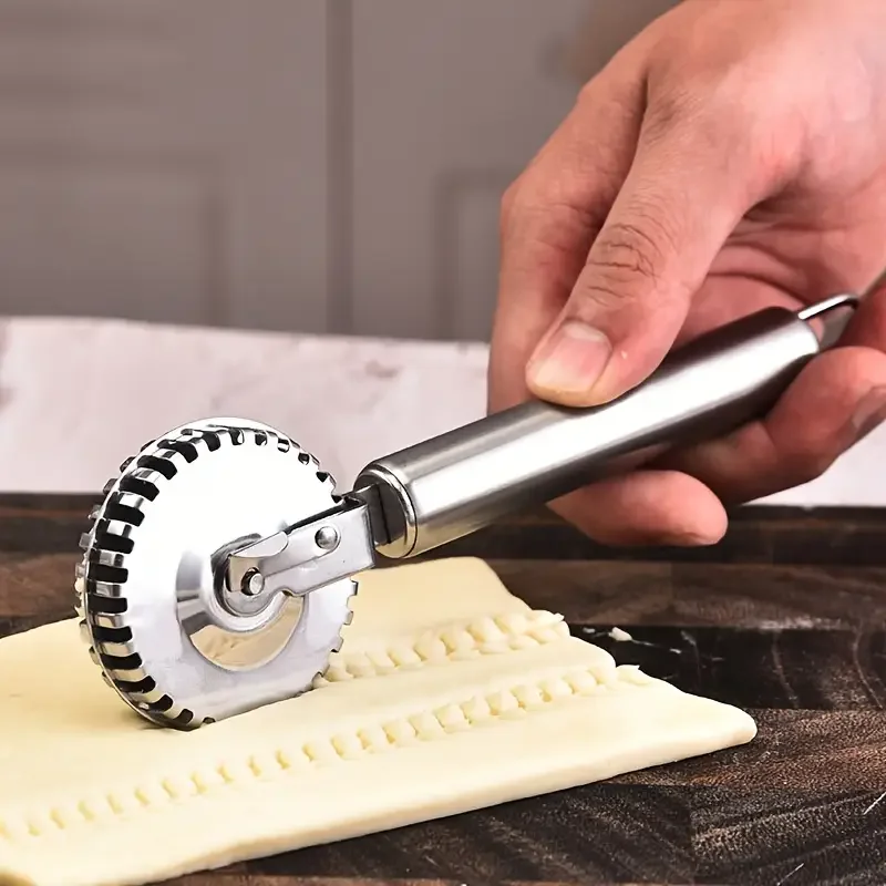 Rodillo de acero inoxidable, cuchillo para estampado, rodillo de pastelería, cortador de raviolis antiadherente, cortador de encaje, herramienta de cocina para hornear, ahorra tiempo