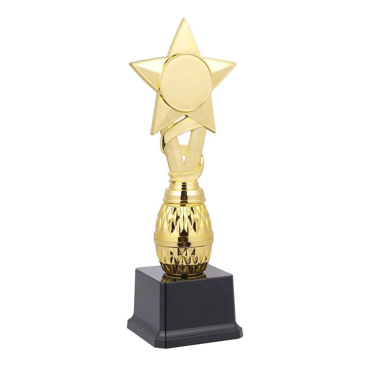 Plastic Award Trophy 29Cm Ribbon Reward for Competition Creative Activity Cup Golden Award Cup Trophies