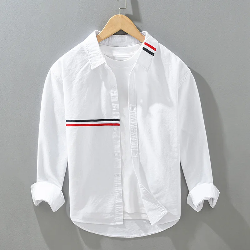 

Men's Casual irt Spring Autumn Sle Fre Design Turn-down Collar Long Sve Cotton Faionable Outerwear for Men