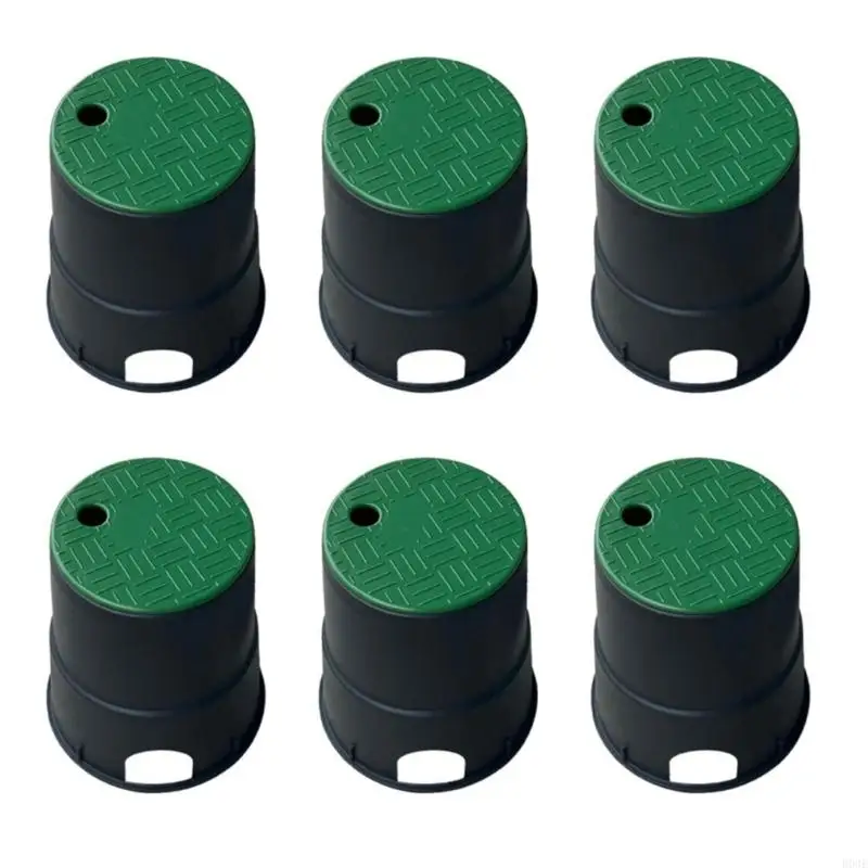Sprinkler Box Plastic Irrigation Cover Set of 6 with Round Lid and Side Opening for Garden Landscape and Farm Outdoor B03E
