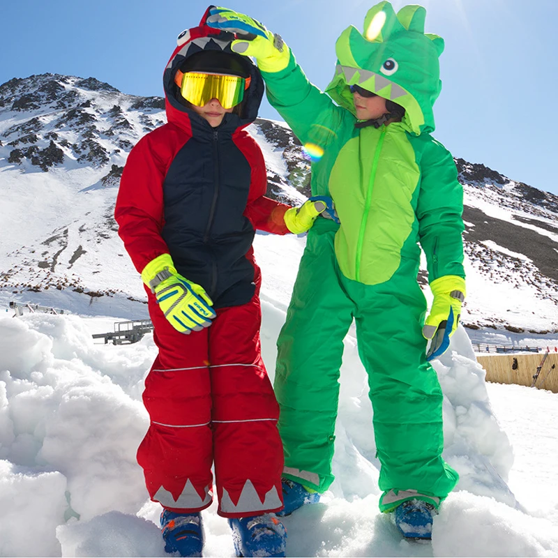 

2025 Skiing Suit Children Boys Cartoon Breathable Waterproof Ski Snow One-piece Suit Girls Winter Outdoor Snowboard Clothes Sets