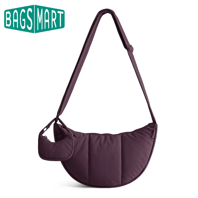 BAGSMART Quilted Puffy Crossbody Bag for Women Lightweight Sling Shoulder Purse Multi-Pocket Casual Daily Handbag