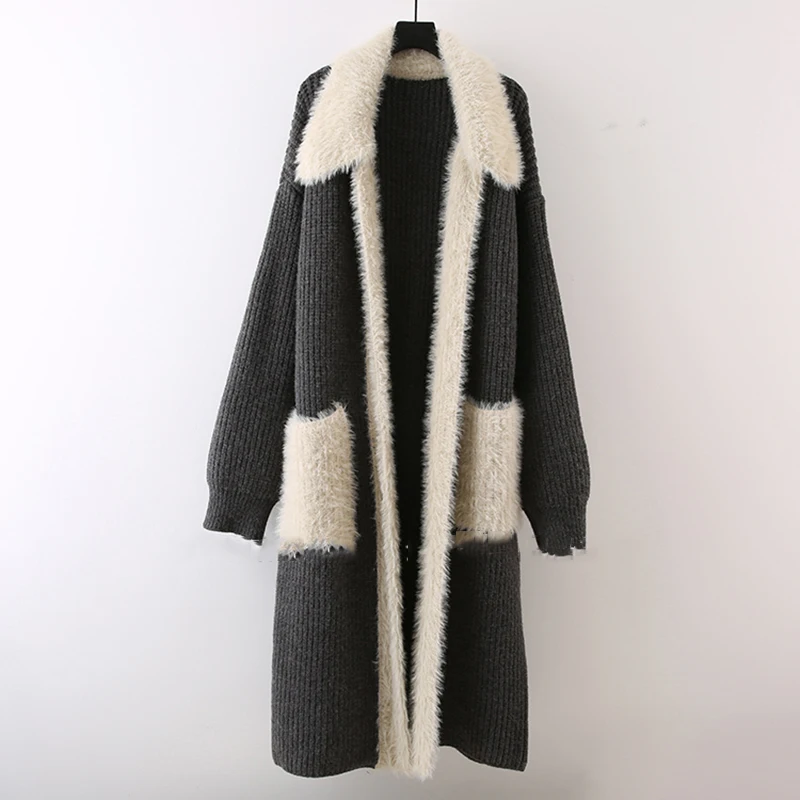 

Casual Loose Long Cardigan Coats Korean Vintage Knit Jackets Women Fashion Fall Winter Tops Long Sleeve Knitwear