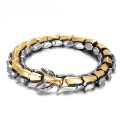 Personality Mens Jewellery Hip Hop Punk Head Dragon Lin Bracelet Retro Exaggerated Dragon Bracelet Jewelry Men Accessories Gift