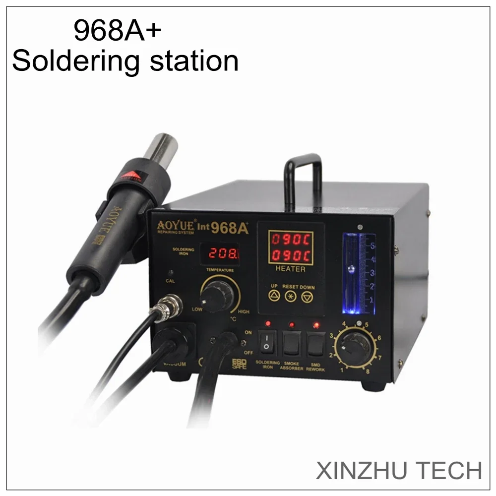 

AOYUE Int 968A+ Hot Air Soldering Station 3 in1 Repairing Station System SMT BGA Rework Solder Soldering Iron With Hot Air Gun