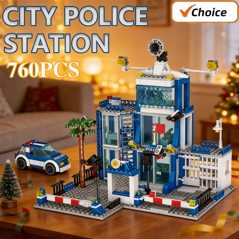 

760 шт. модель Poilce Station в сборе, высокая сложность, сделай сам, строительный блок, модель игрушки, подарки на день рождения и Рождество для мальчика и девочки